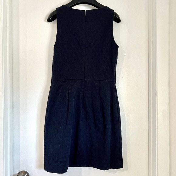 Banana Republic Size 4 Navy Blue Textured Career Sheath Career Dress Sleeveless - Picture 7 of 14